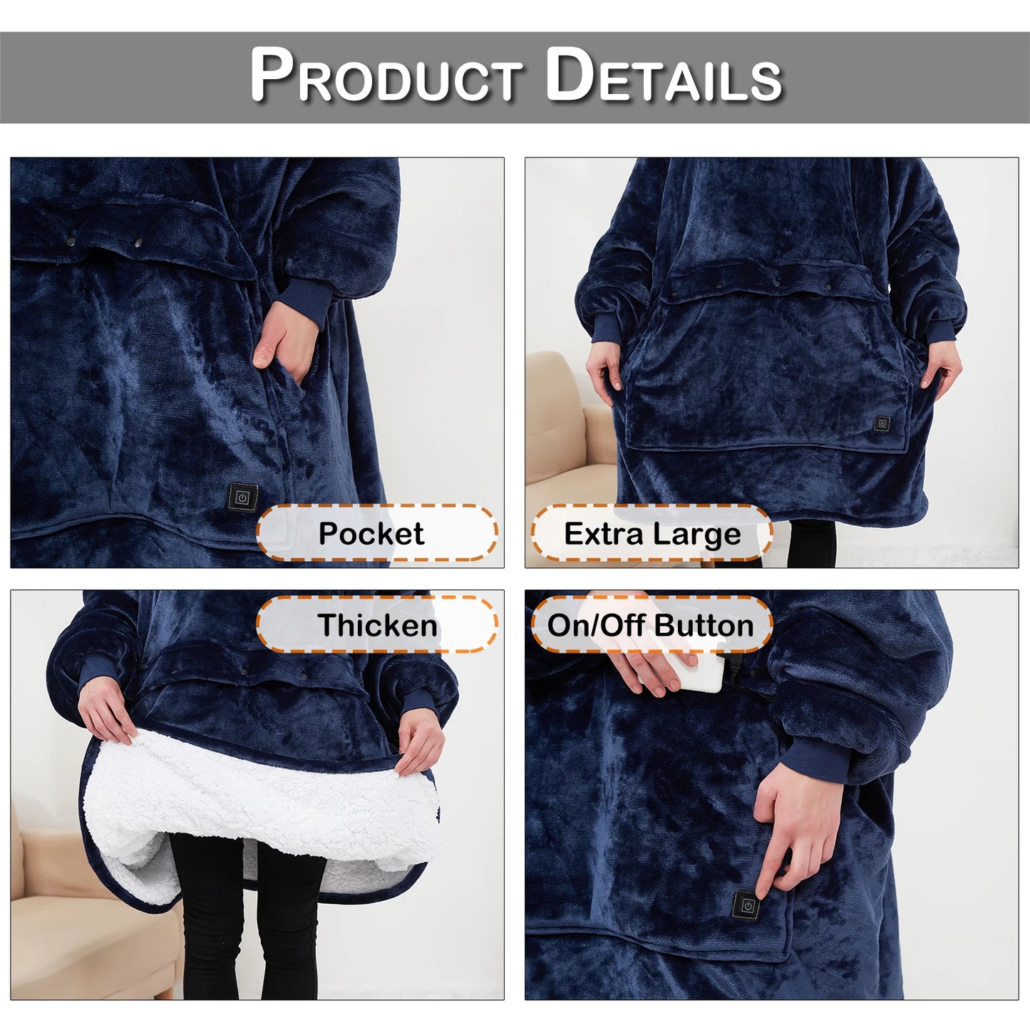 Kangaroo Heated Fleece Poncho