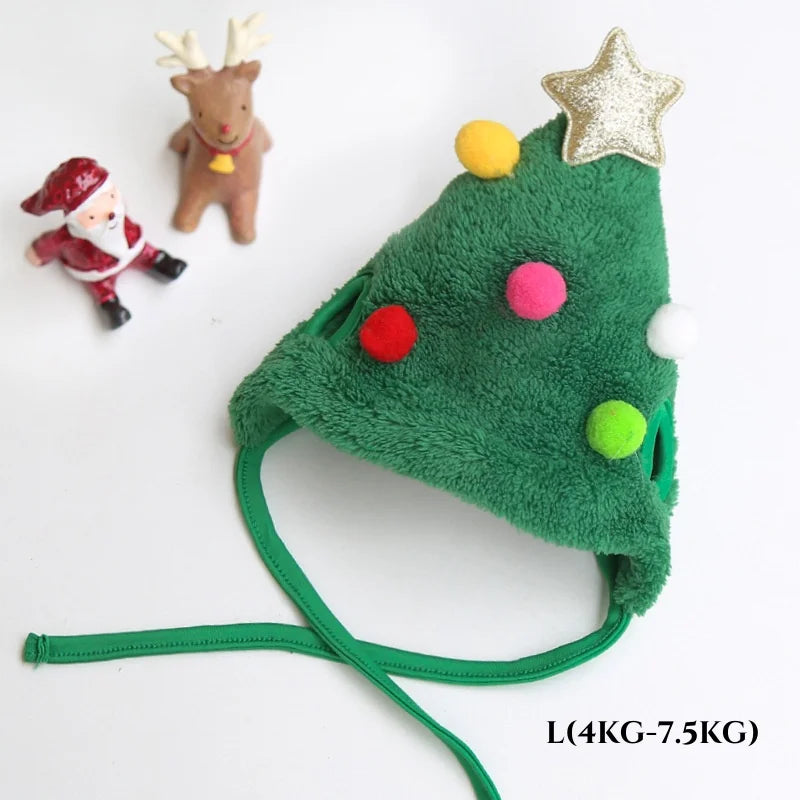 🎅🎁 Cute Pom Pom hat in the shape of a Christmas tree for pets!