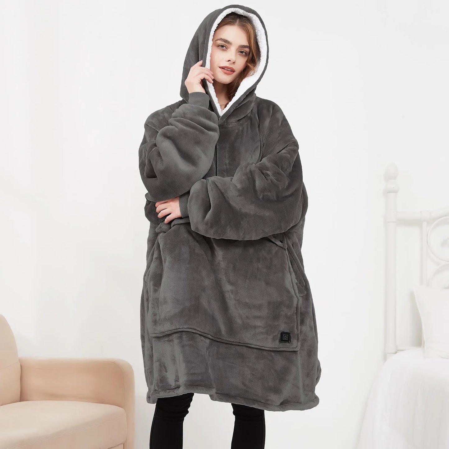 Kangaroo Heated Fleece Poncho