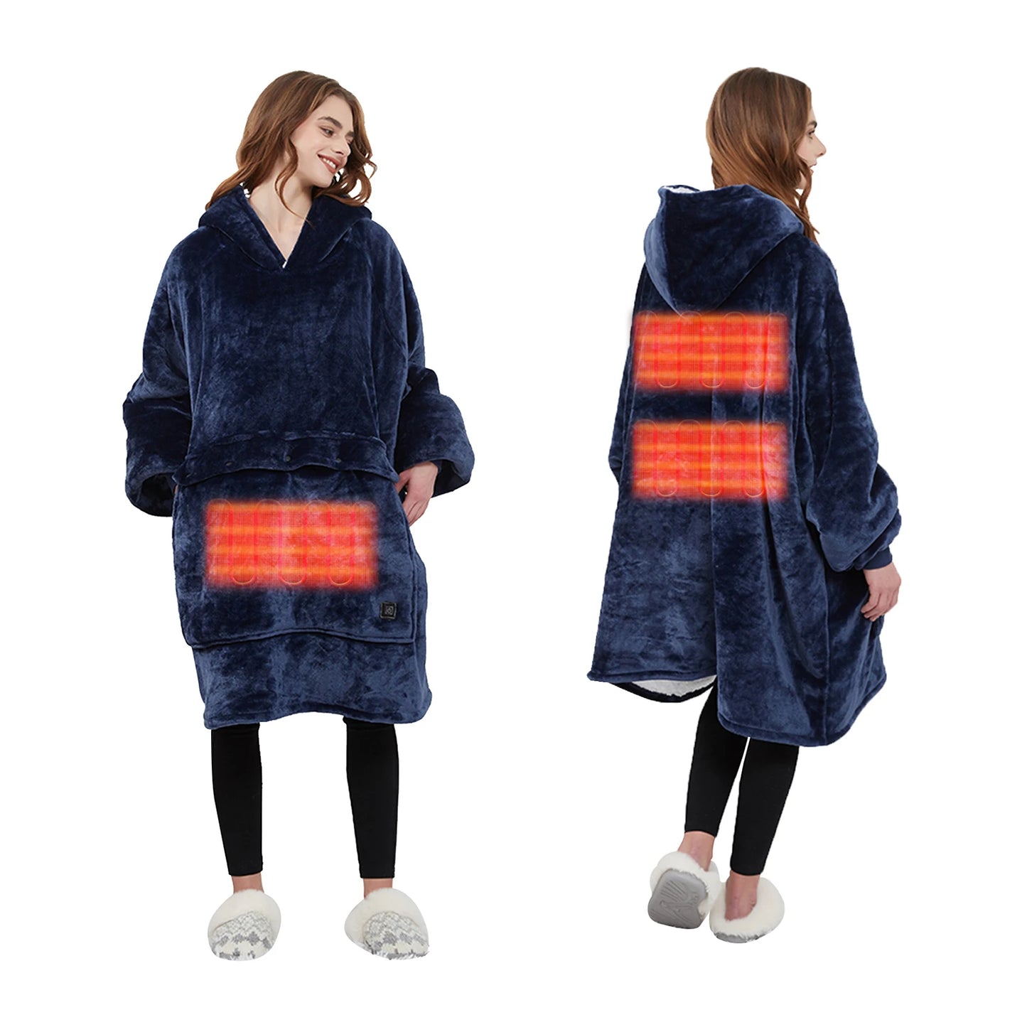 Kangaroo Heated Fleece Poncho