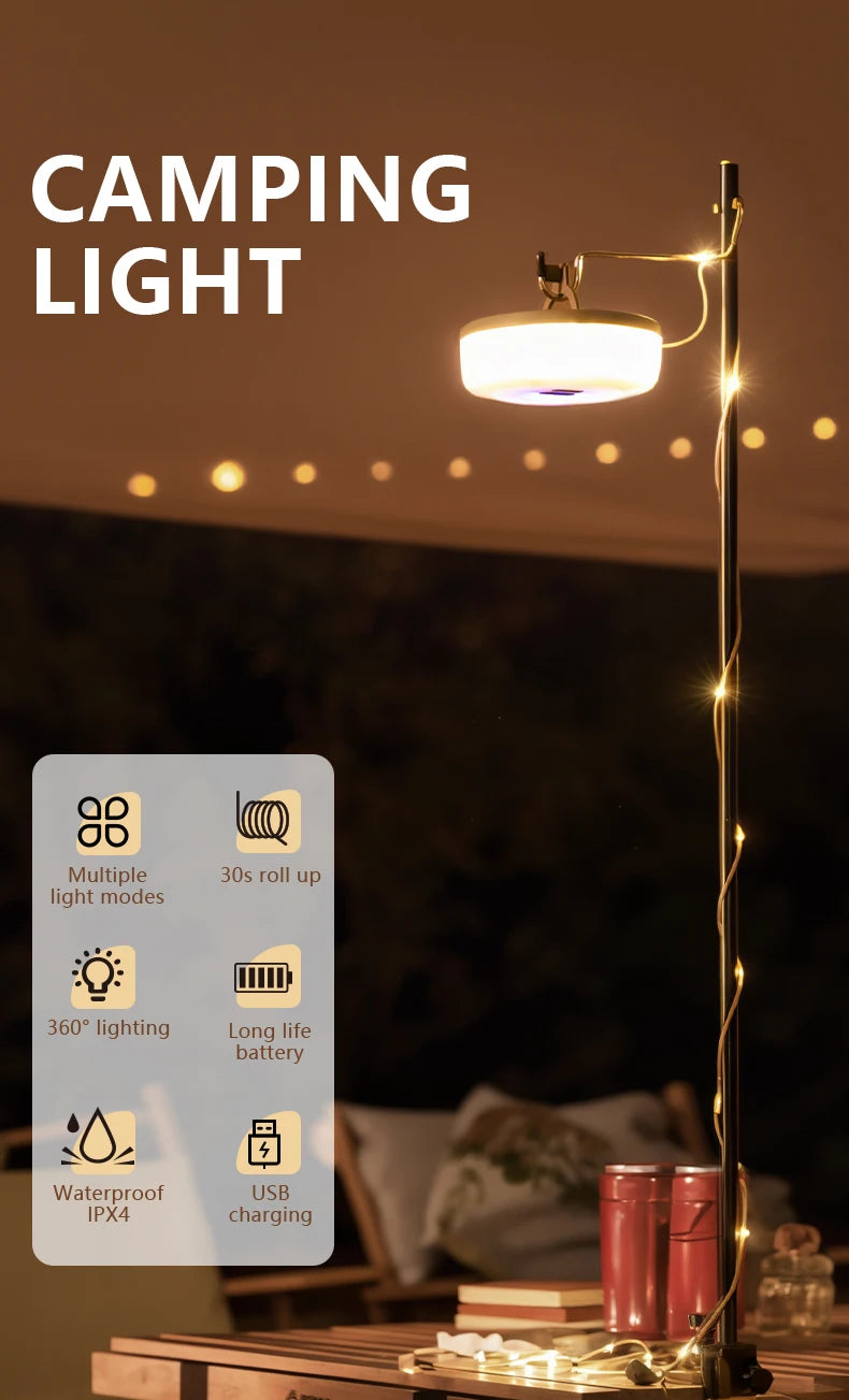 BISINNA Camping String Light USB Charging Lantern 1800mAh,IPX4 Waterproof,Rechargeable Flashlights