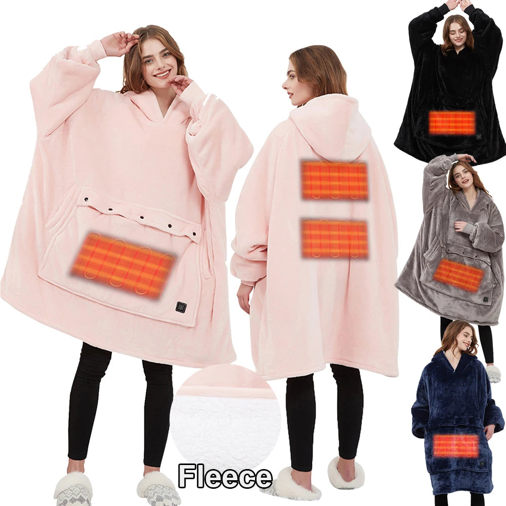 Kangaroo Heated Fleece Poncho