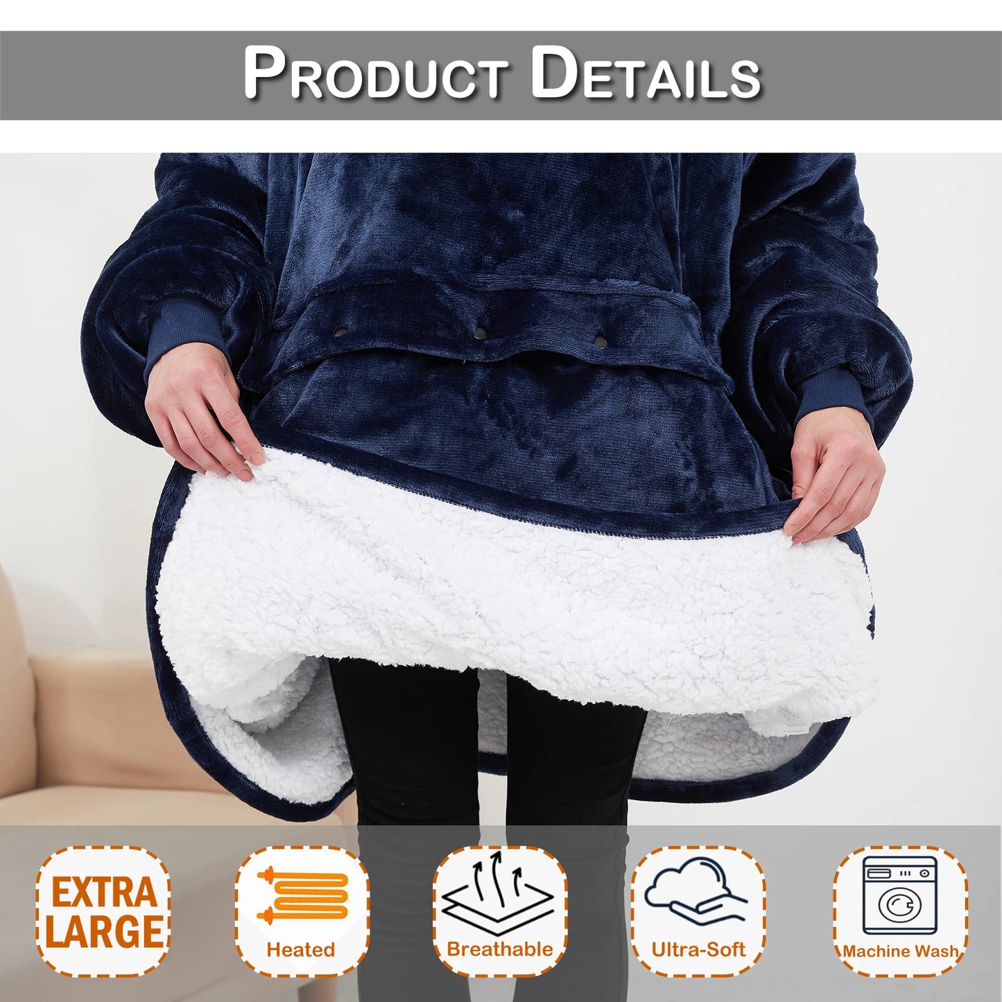 Kangaroo Heated Fleece Poncho