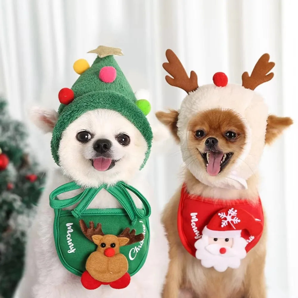 🎅🎁 Cute Pom Pom hat in the shape of a Christmas tree for pets!