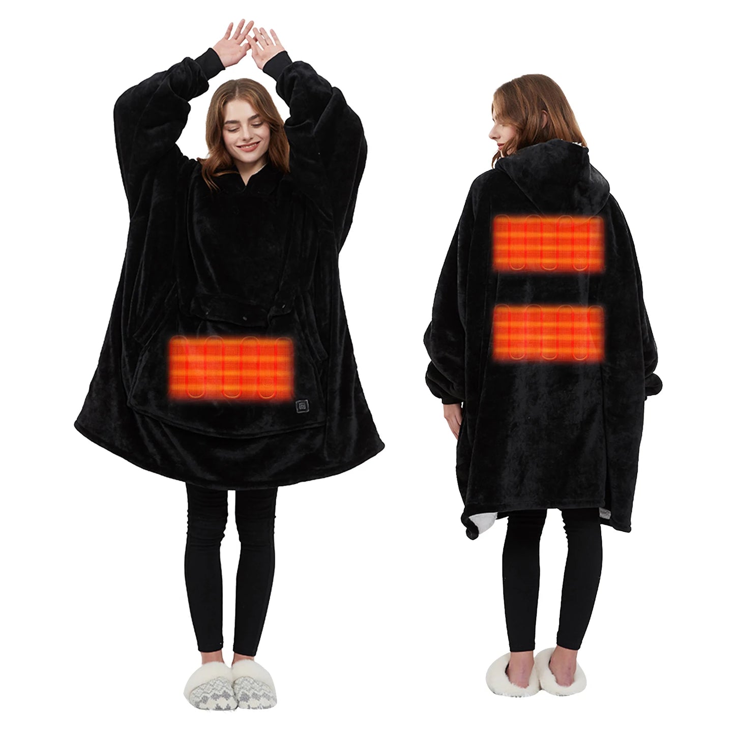 Kangaroo Heated Fleece Poncho