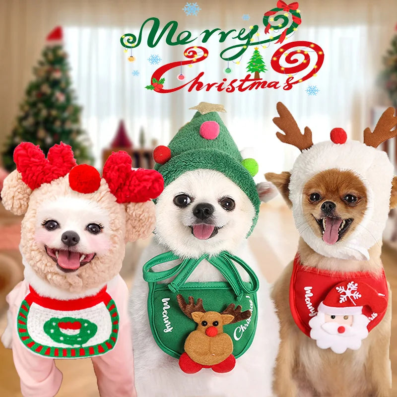 🎅🎁 Cute Pom Pom hat in the shape of a Christmas tree for pets!