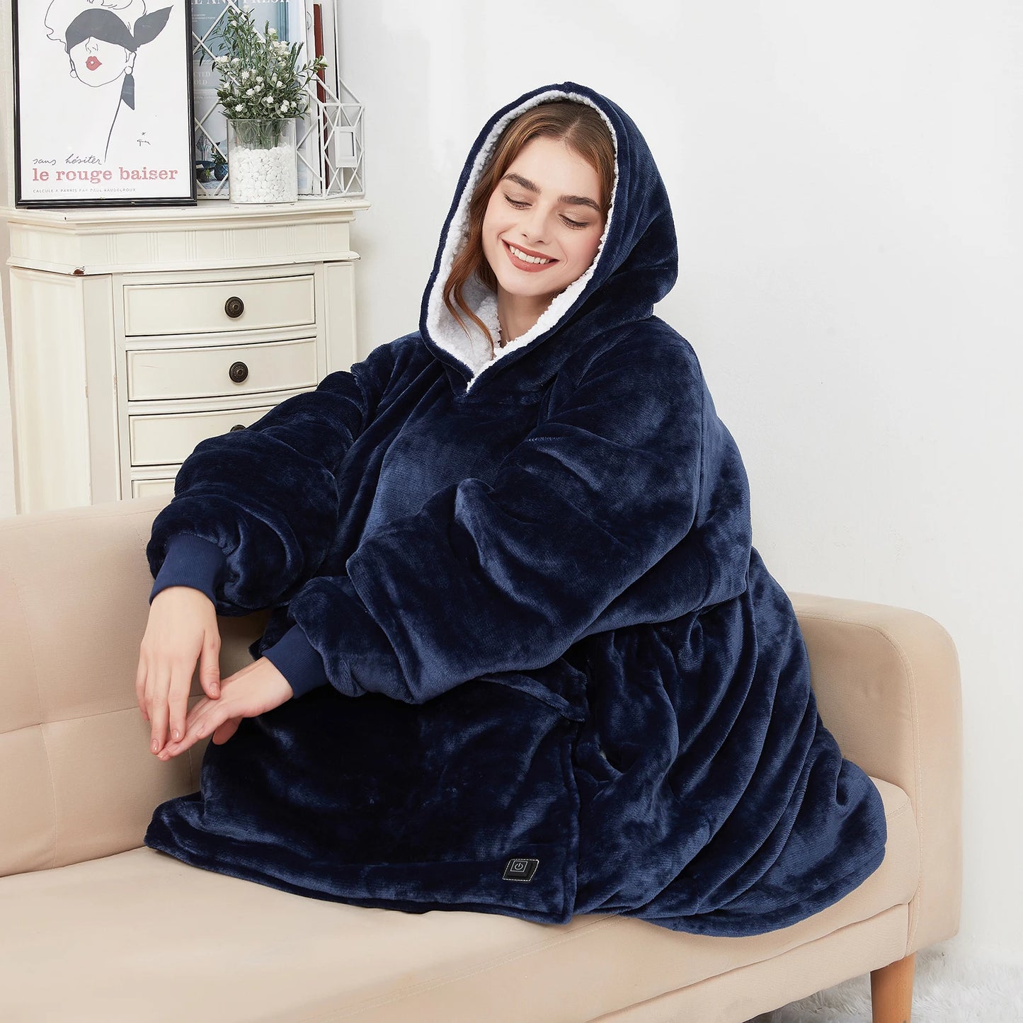 Kangaroo Heated Fleece Poncho