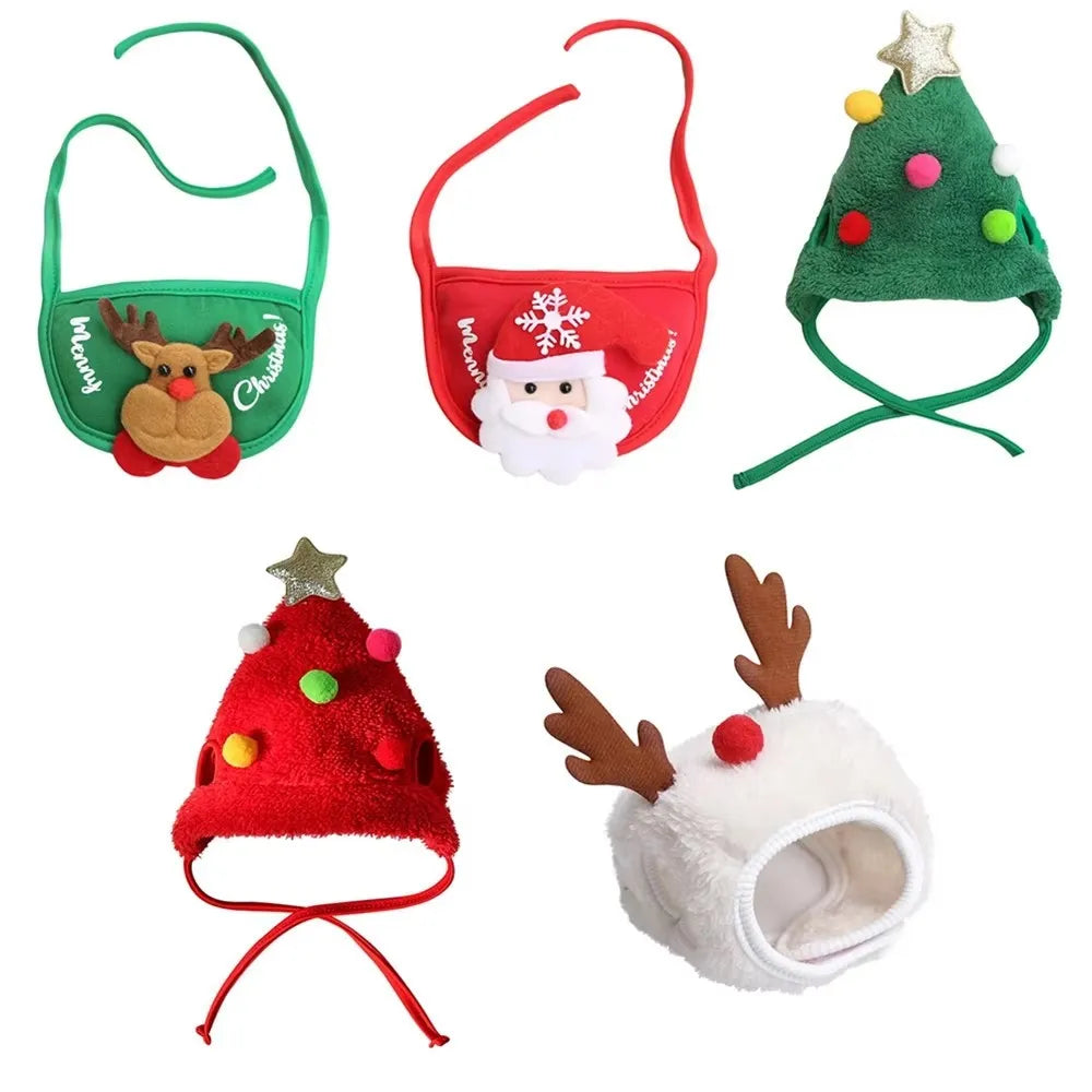 🎅🎁 Cute Pom Pom hat in the shape of a Christmas tree for pets!