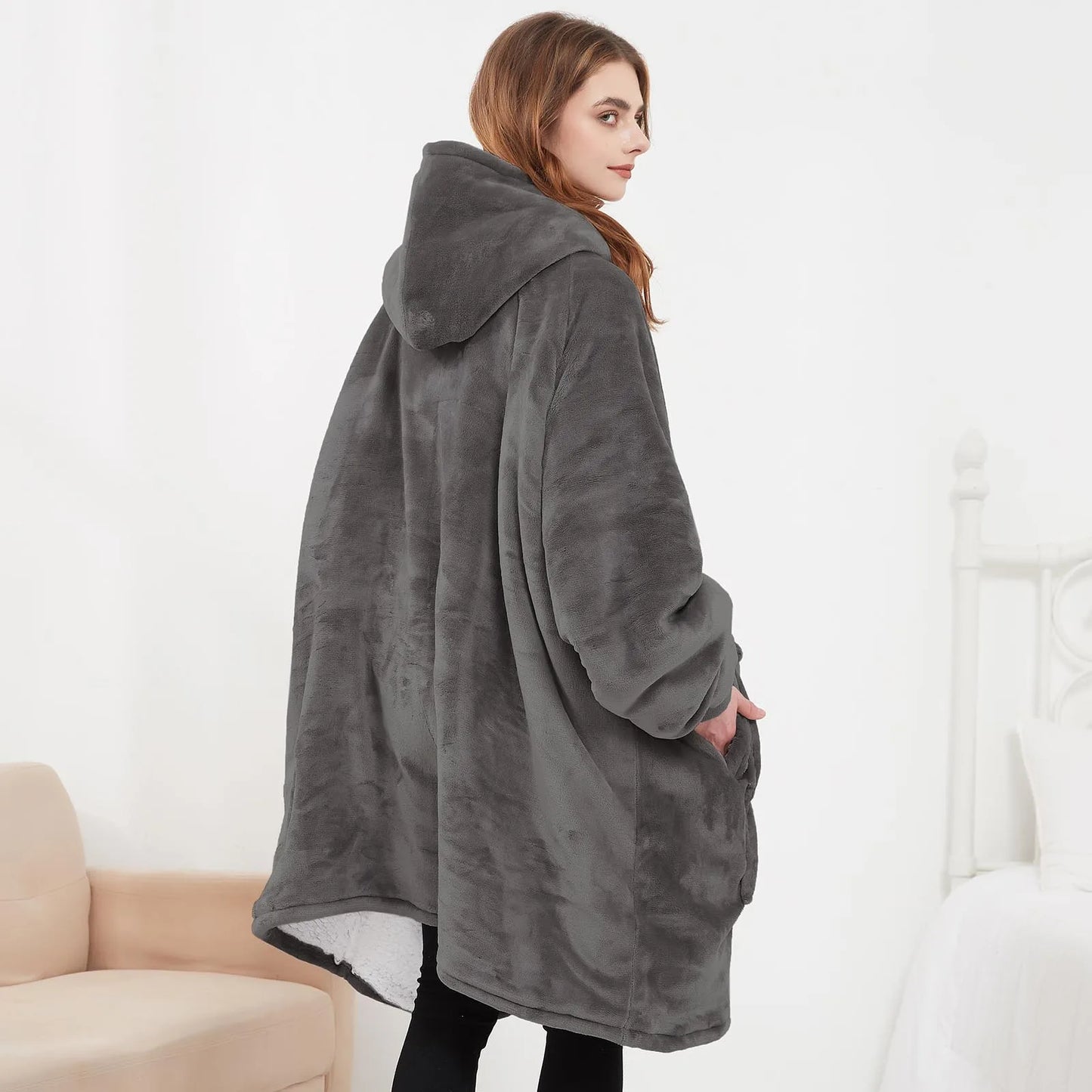 Kangaroo Heated Fleece Poncho