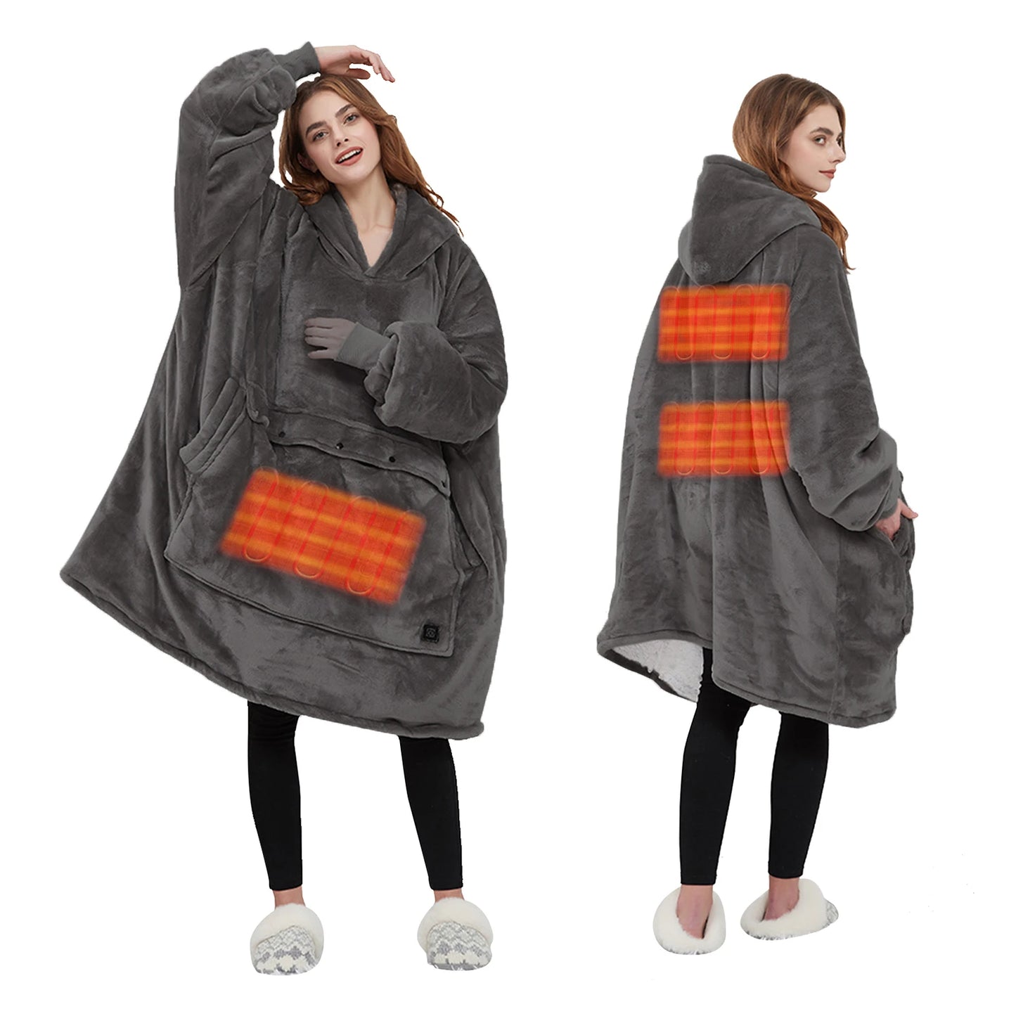 Kangaroo Heated Fleece Poncho